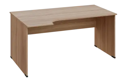 ERL 18 - 164 stůl kancelářský, rohový, levý, dřevěná podnož, deska 18 mm, široký 1600 mm, dub bardolino